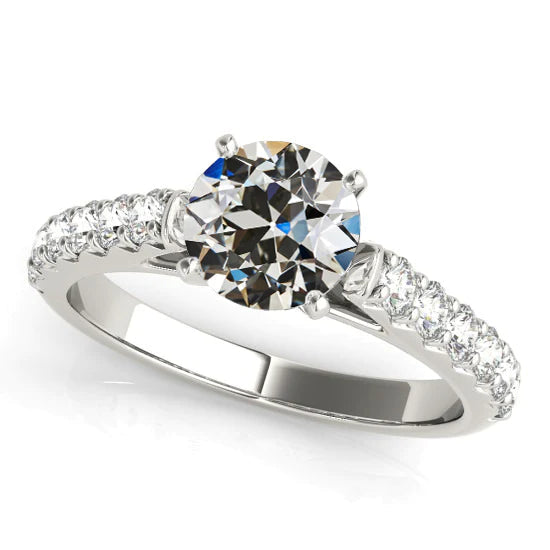 Bague Solitaire Avec Accents Vieux Mineur Réel Diamant Sertie 4 Carats