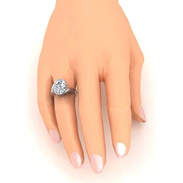 Bague Solitaire Avec Vue De Côté Ouverte Réel Diamant