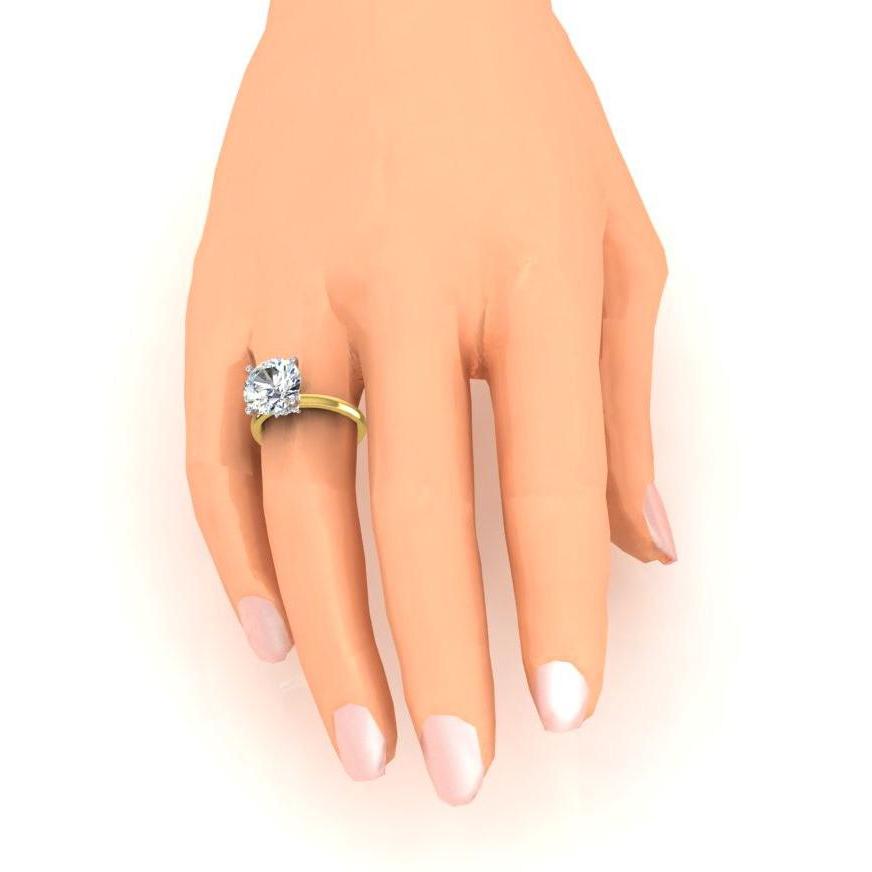 Bague Solitaire Bicolore Avec Accents Bijoux Or 4.50 Carats Véritable Diamant