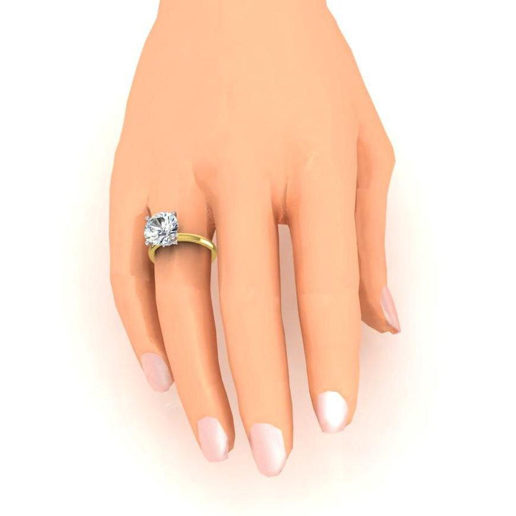 Bague Solitaire Bicolore Avec Accents Bijoux Or 4.50 Carats Véritable Diamant