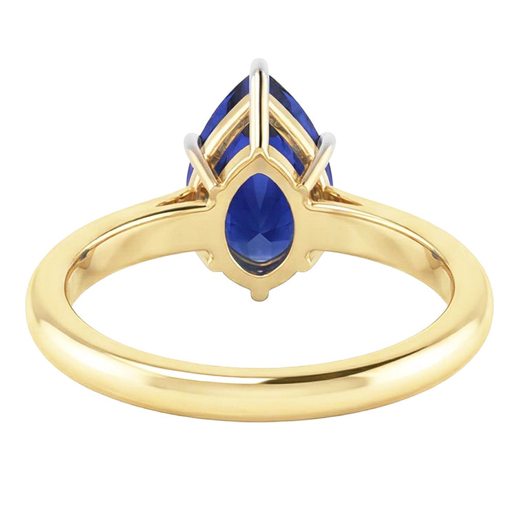 naturel pear saphir 3carats bague vue de profil