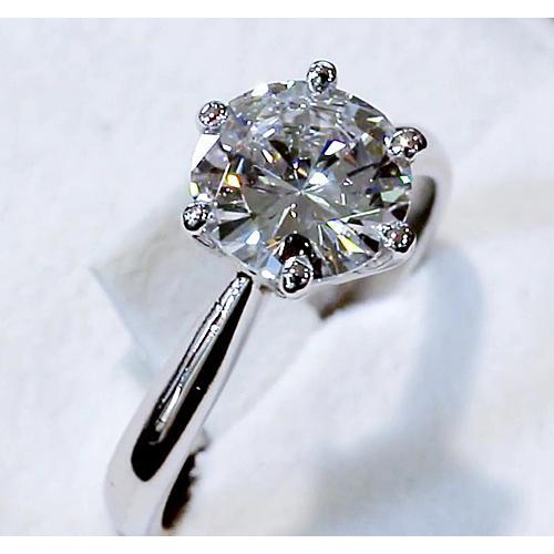 Bague Solitaire Classique 4 Carats Réel Diamant Rond Sertissage Cathédrale