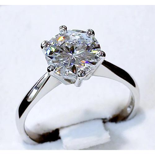 Bague Solitaire Classique 4 Carats Réel Diamant Rond Sertissage Cathédrale
