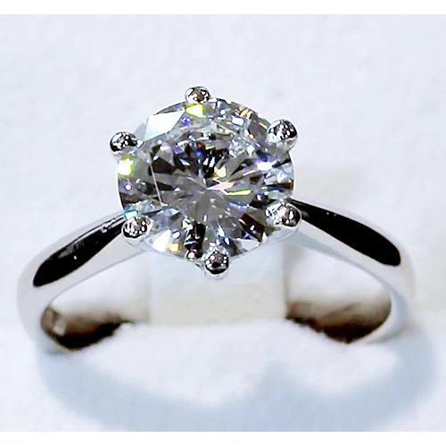 Bague Solitaire Classique 4 Carats Réel Diamant Rond Sertissage Cathédrale