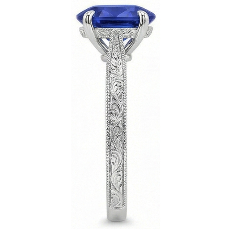 Bague Solitaire Couleur Saphir Bleu