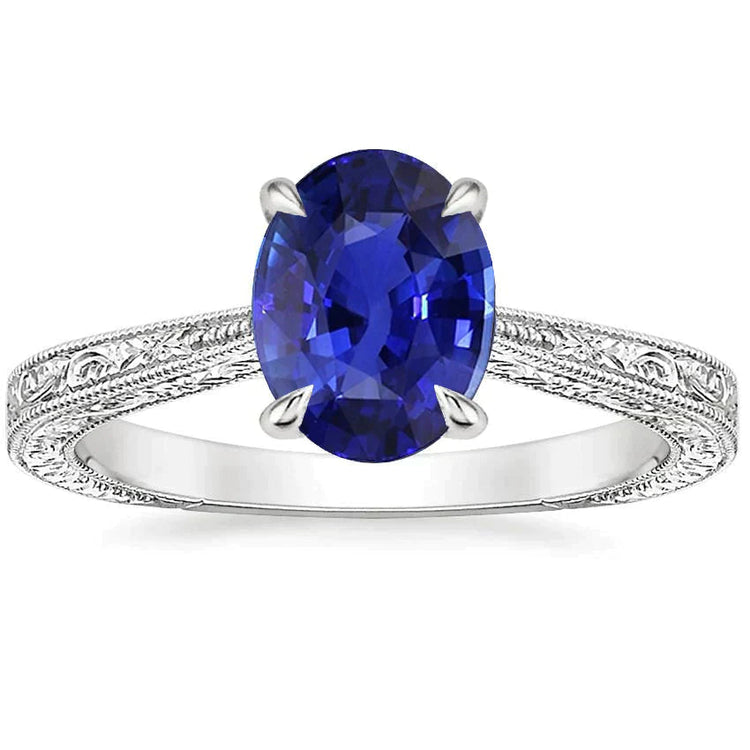 Bague Solitaire Couleur Saphir Bleu