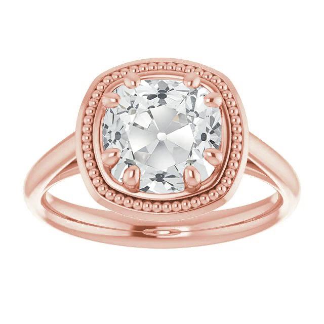 Bague Solitaire Coussin Vieux Mineur Réel Diamant 8 Griffes Sertie 4.50 Carats