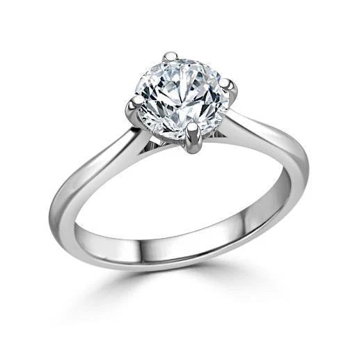 Bague Solitaire De Fiançailles Avec Réel Diamants Etincelants De 1 Carat En Or Blanc 14 Carats