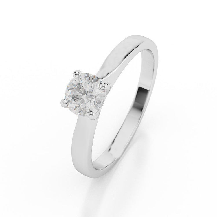 Bague Solitaire De Fiançailles Avec Véritable Diamant Rond De 1.75 Carat En Or Blanc 14K