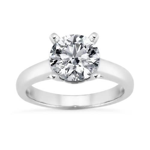 Bague Solitaire De Mariage Avec Réel Diamant Rond 2 Ct Pour Femme