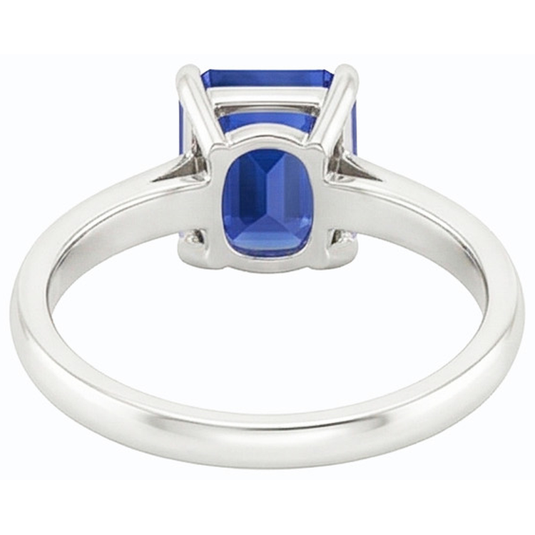 Bague Solitaire Emeraude Saphir Bleu Naturel 2 Carats Sertie De Griffes