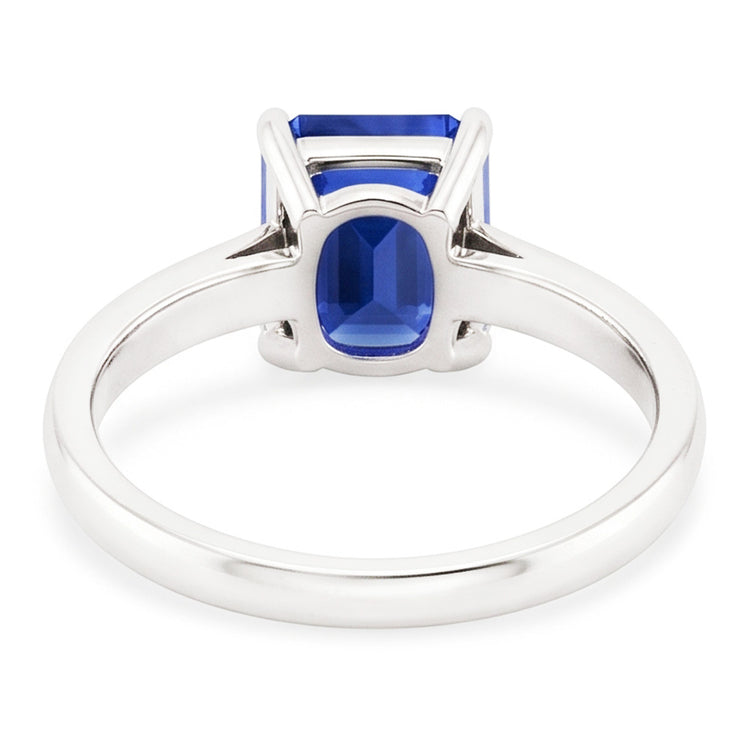 Bague Solitaire Emeraude Saphir Bleu Naturel 2 Carats Sertie De Griffes