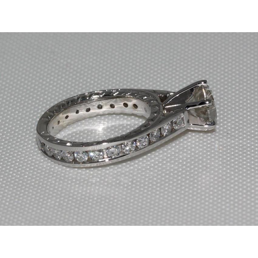 Bague Solitaire En Naturel Diamant Etincelant De 2.75 Carats Avec Accents