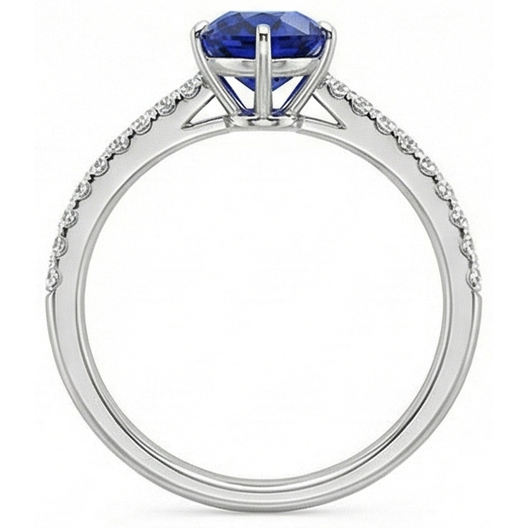 naturel pear saphir 5carats bague sur blanc