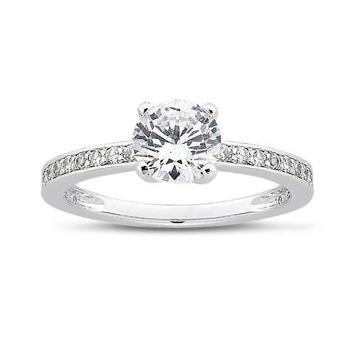 Bague Solitaire En Or Blanc Avec Naturel Diamants Ronds De 1.75 Ct Avec Accents