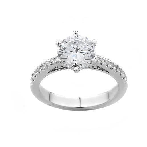 Bague Solitaire En Réel Diamant De Forme Ronde Avec Des Bijoux En Or 1.25 Ct.
