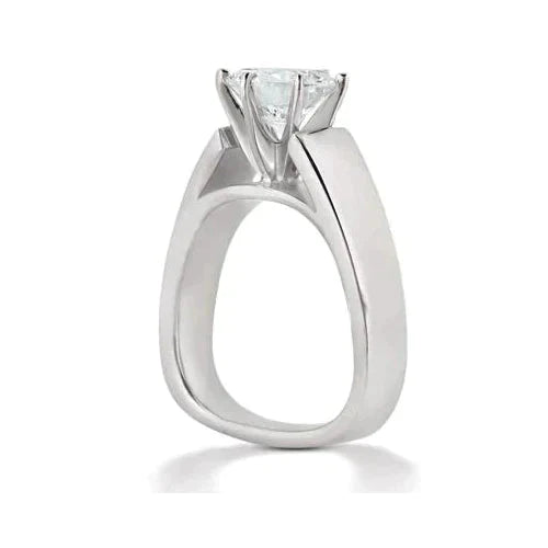 Bague Solitaire Euro Shank à Large Bande Réel Diamant