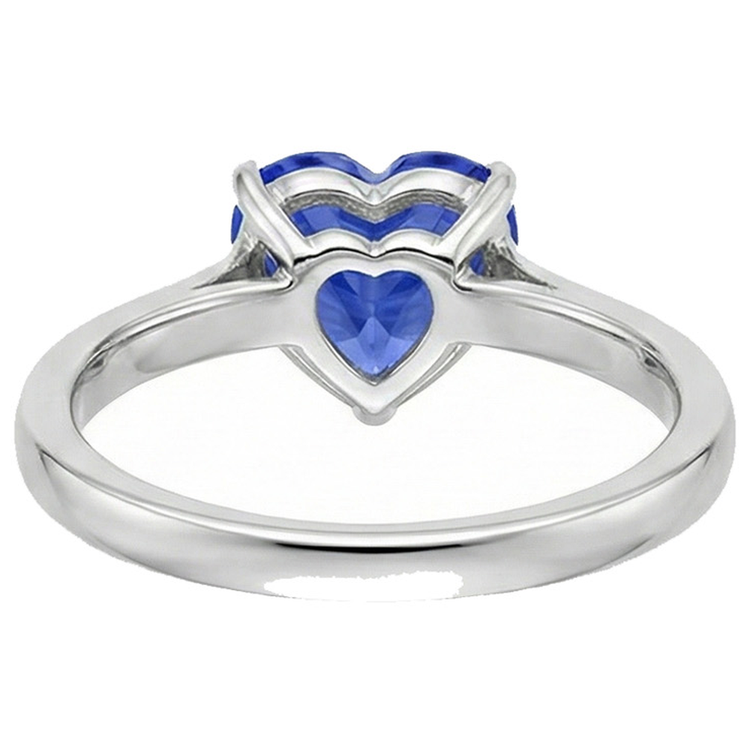 Bague Solitaire Femme Coeur Saphir Bleu Clair Or 14K 2 Carats