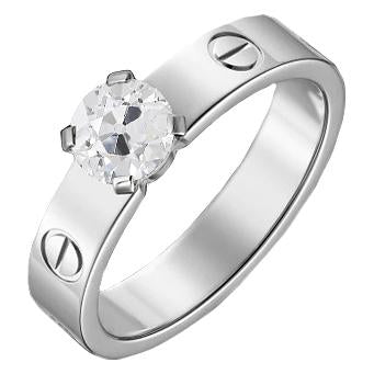 Bague Solitaire Femme Ronde Ancienne Mine Cut Réel Diamant 1 Carat Bijoux En Or