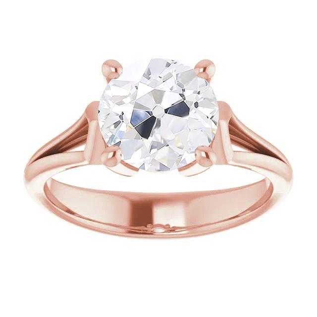 Bague Solitaire Femme Ronde Vieux Mineur Naturel Diamant Sertie De Griffes 3.50 Carats