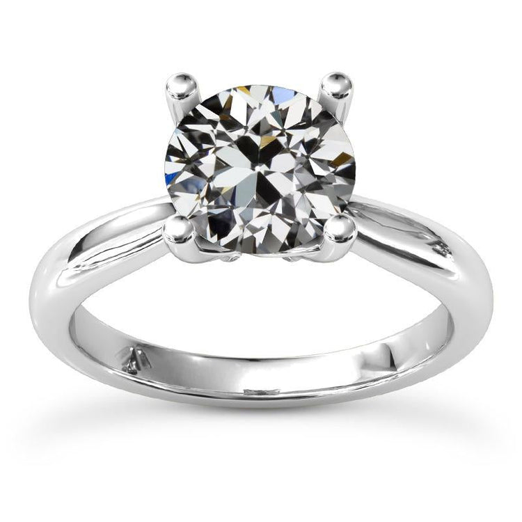 Bague Solitaire Femme Véritable Diamant Taille ancienne mine Serti 3 Carats