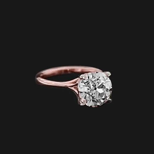 Bague Solitaire Interlocking Réel Diamant 2 Ct Vieux Mineur