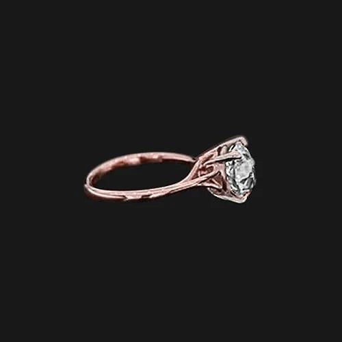 Bague Solitaire Interlocking Réel Diamant 2 Ct Vieux Mineur