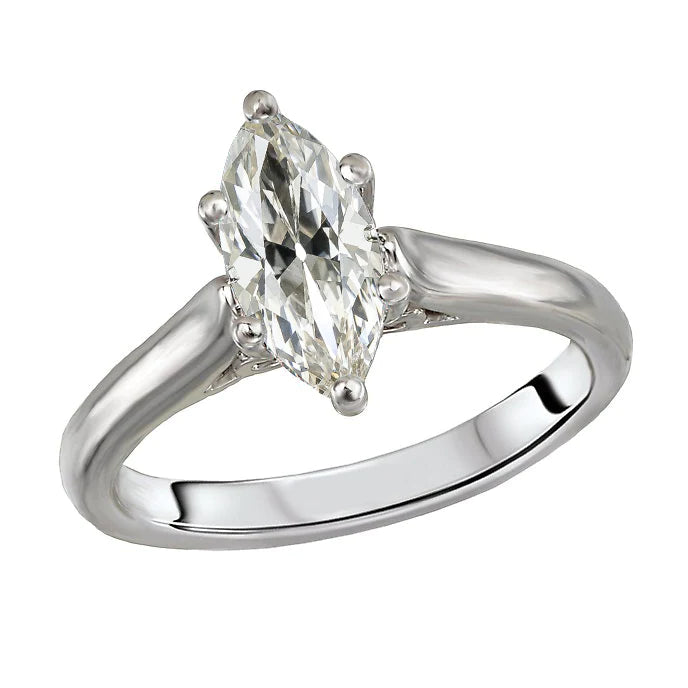 Bague Solitaire Marquise ancienne mine Cut Réel Diamant Bijoux 2.50 Carats