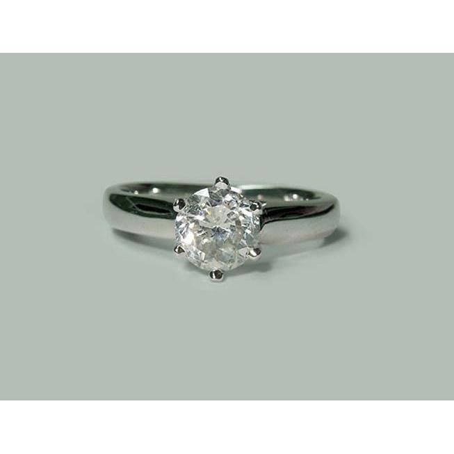 Bague Solitaire Naturel Diamant 1.30 Carat Or Blanc 14K