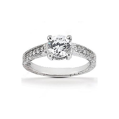 Bague Solitaire Naturel Diamant 1.51 Carat Avec Accents Or Blanc