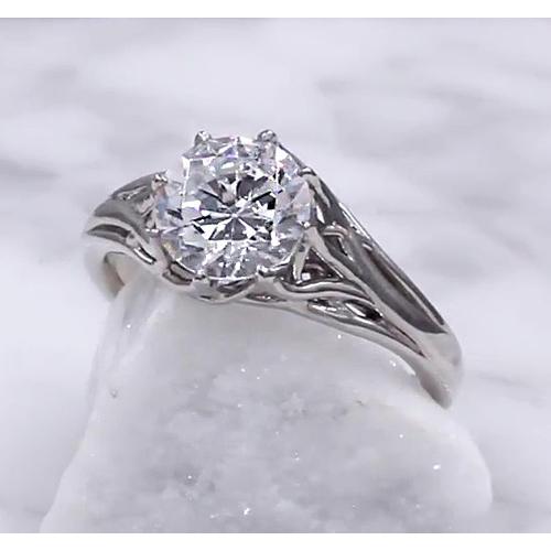 Bague Solitaire Naturel Diamant 2 Carats Sertissage Treillis