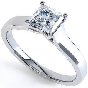 Bague Solitaire Naturel Diamant Carré