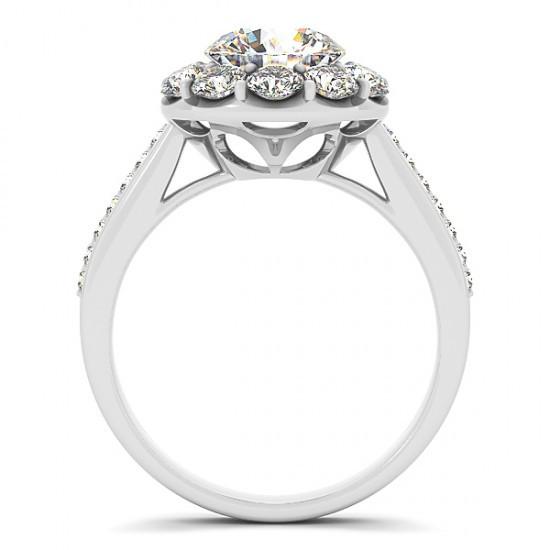 Bague Solitaire Naturel Diamant Halo Forme De Fleur Avec Accent 2.75 Carat WG 14K