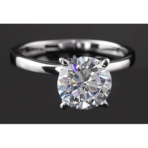 Bague Solitaire Naturel Diamant Rond 2 Carats