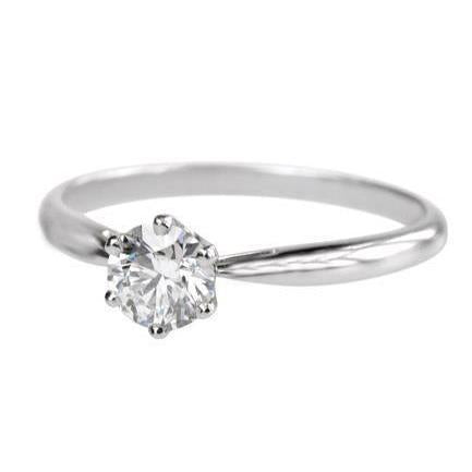 Bague Solitaire Naturel Diamant Scintillant 1 Carat Or Blanc 14K
