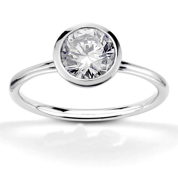 Bague Solitaire Naturel Diamant Taille Ronde 3 Carats Serti lunette Or Blanc 14K