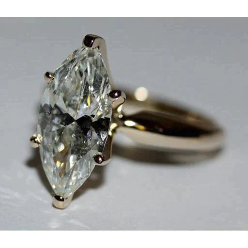Bague Solitaire Or Jaune Naturel Diamant Marquise