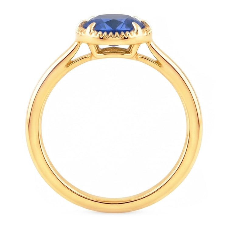 Bague Solitaire Or Jaune Sertie Griffe Saphir Bleu 1.50 Carats