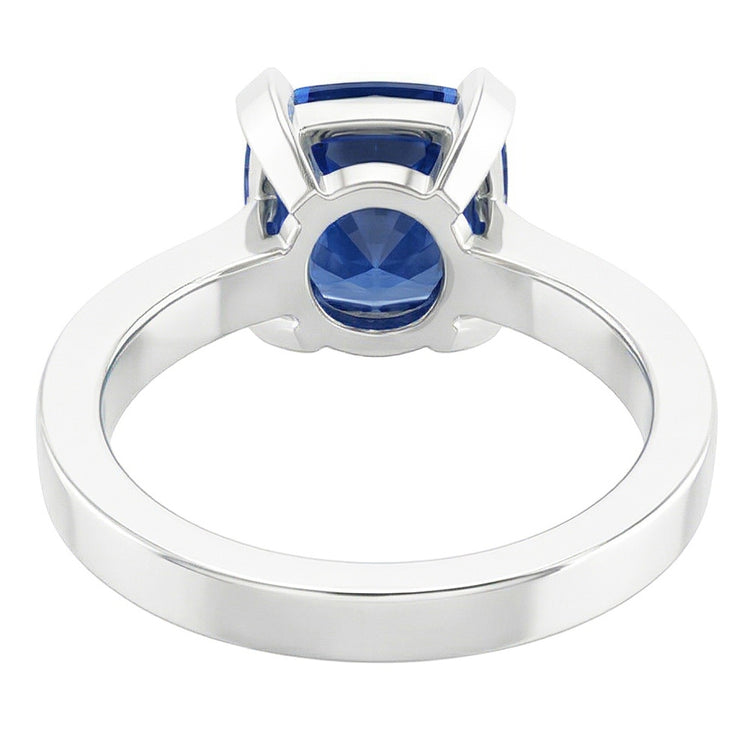 Bague Solitaire Or Radiant Saphir Bleu Naturel 1.50 Carats 4 Griffes