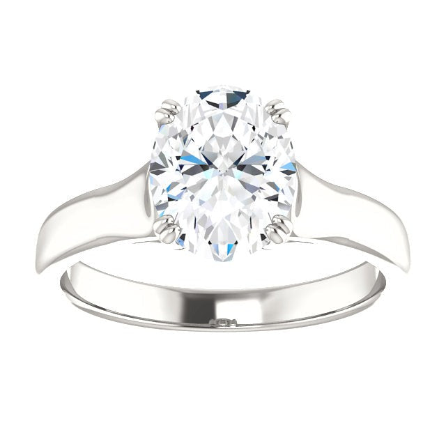 Bague Solitaire Ovale Fiançailles Réel Diamant 3.50 Carats Or Blanc