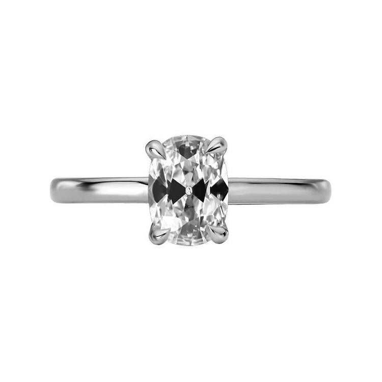 Bague Solitaire Ovale Naturel Diamant Taille Ancienne Mine Serti 4 Griffes 3 Carats