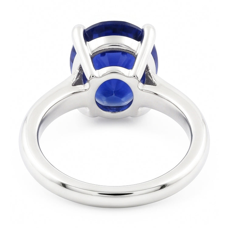 Bague Solitaire Ovale Or Blanc Saphir Ceylan 1.50 Carats