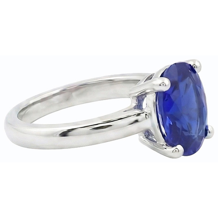 Bague Solitaire Ovale Or Blanc Saphir Ceylan 1.50 Carats
