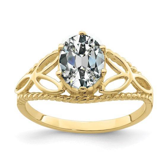 Bague Solitaire Ovale Réel Diamant Taille Ancienne Trinité Noeud Corde Style 3 Carats
