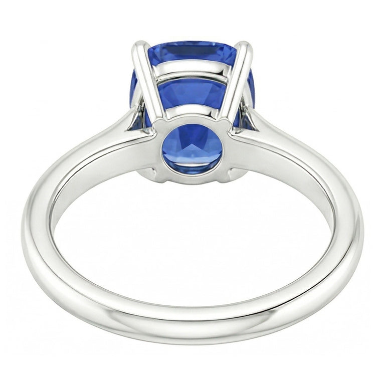 naturel oval saphir 2carats bague vue de profil