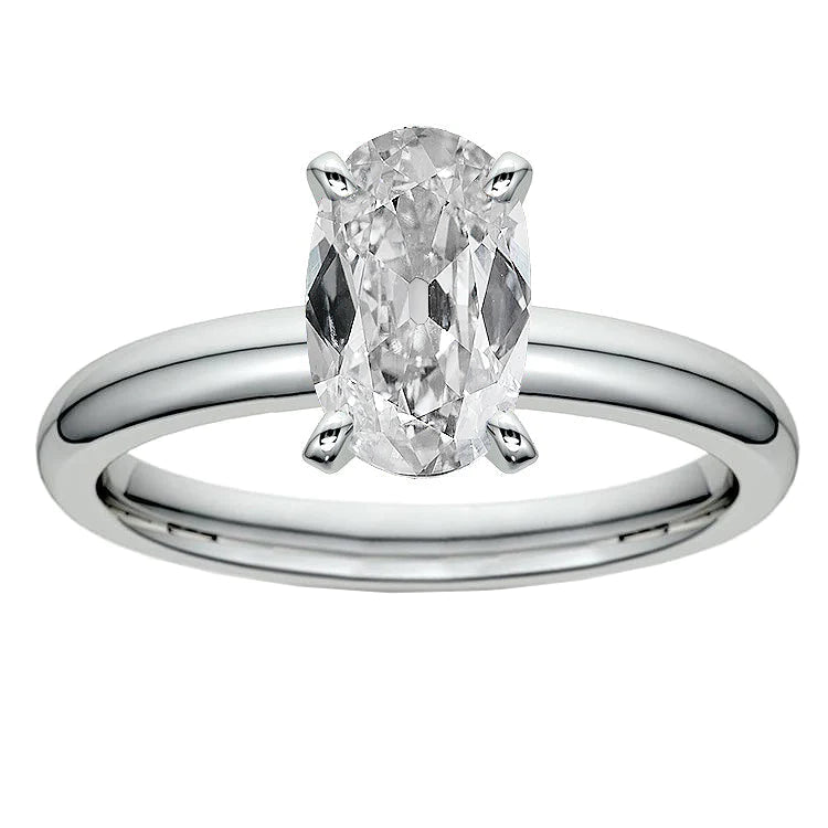 Bague Solitaire Ovale Vieux Mineur Réel Diamant Or 5.50 Carats Femme Bijoux