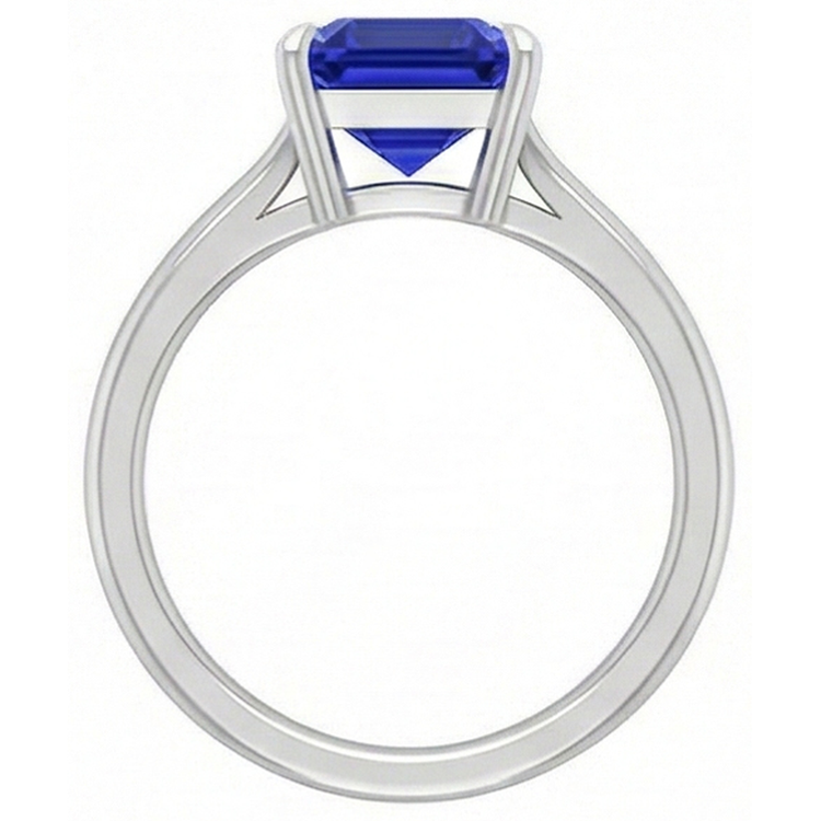 naturel asscher saphir 1.50carats bague vue de profil