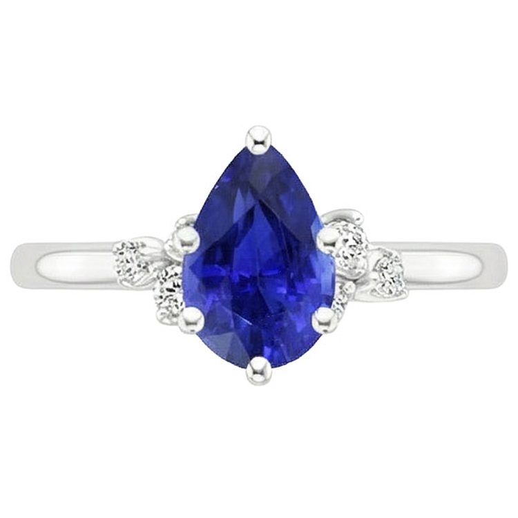 naturel pear diamant 5carats bague sur blanc