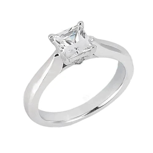 Bague Solitaire Princesse Réel Diamant Bijoux