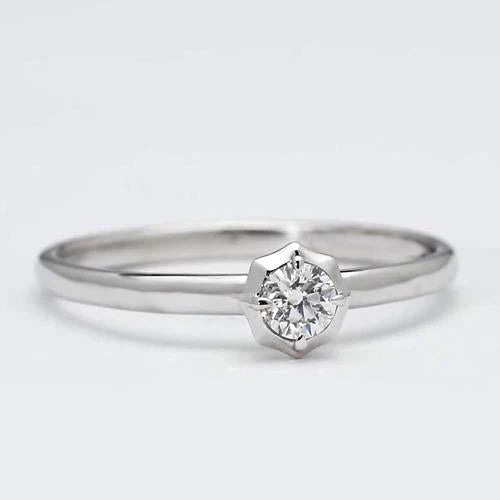 Bague Solitaire Réel Diamant 0.75 Carats Or Blanc 14K